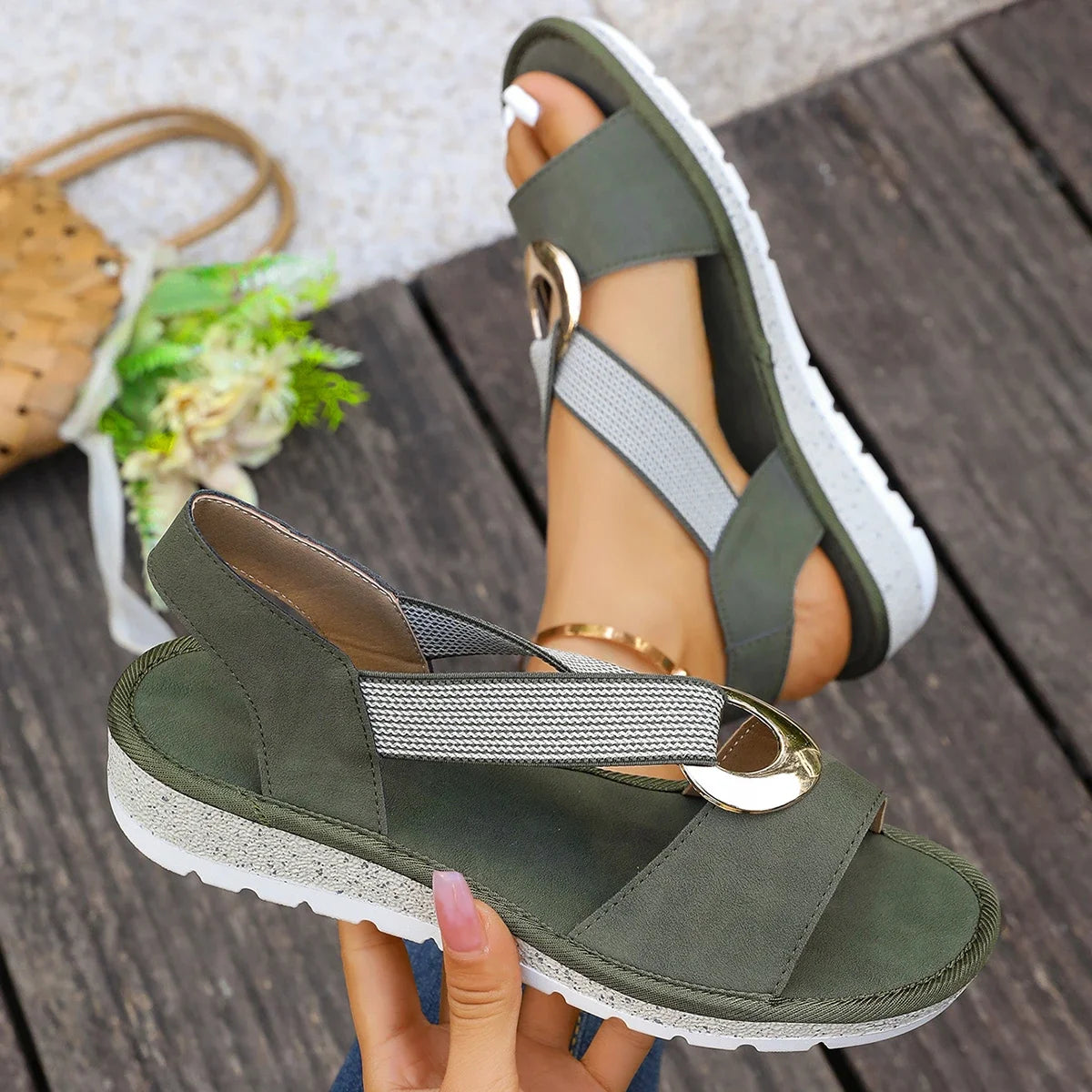 2025 Women Comfortable Platform Sandals Wedge Lightweight Sandals Summer Strap Casual Vacation Shoes Women Zapatos De Mujer