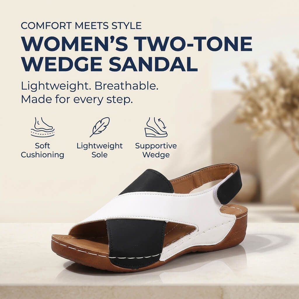 Women's Two-Tone Wedge Sandals | Elegance & Comfort