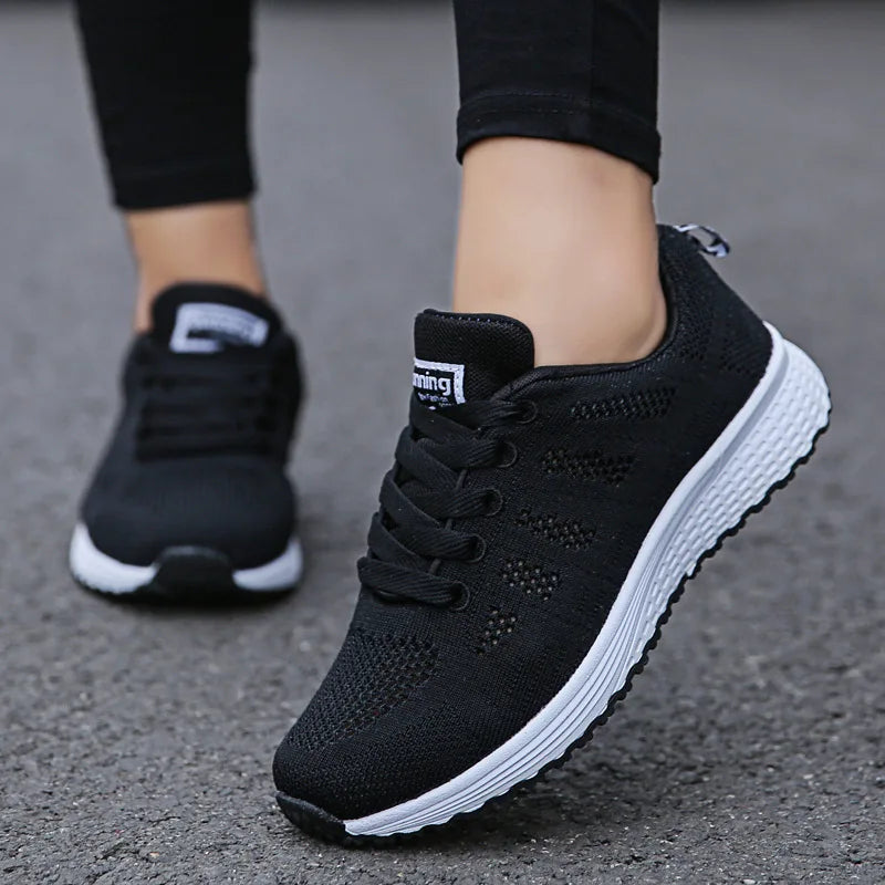 Women’s Breathable Mesh Sneakers – Casual Flat Shoes
