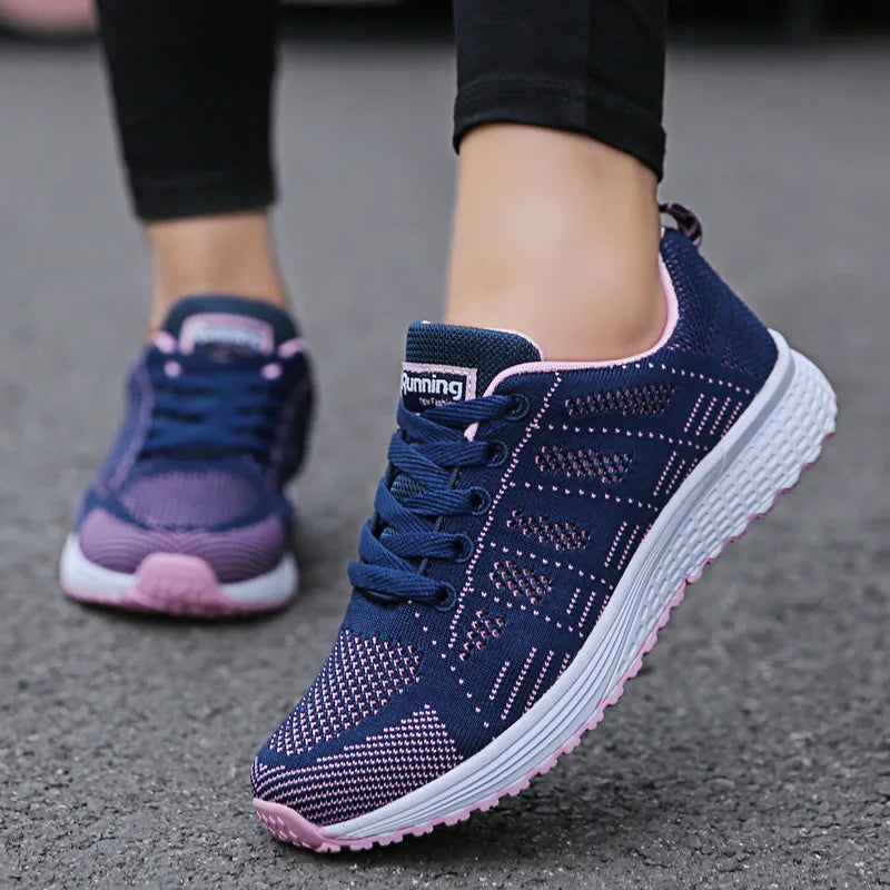 Women’s Breathable Mesh Sneakers – Casual Flat Shoes