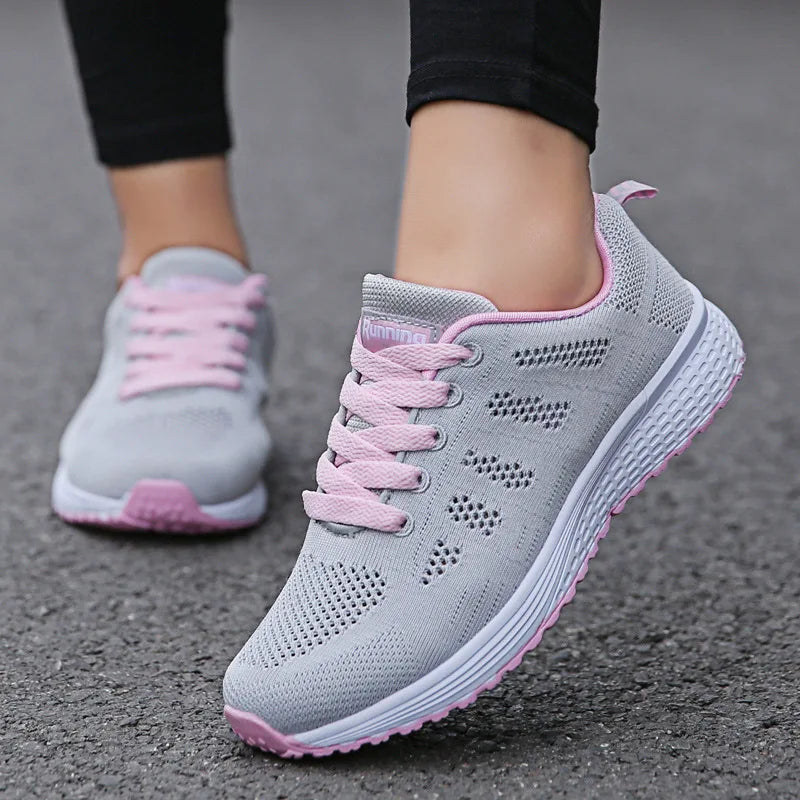 Women’s Breathable Mesh Sneakers – Casual Flat Shoes