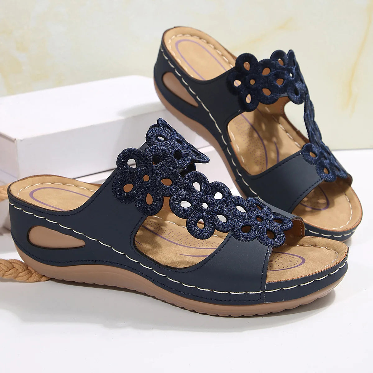 Summer 2025 Large Size Fish Mouth Casual Sandals with Wedge Heel for Women Outdoor Beach Wear Comfortable Breathable Slip-On
