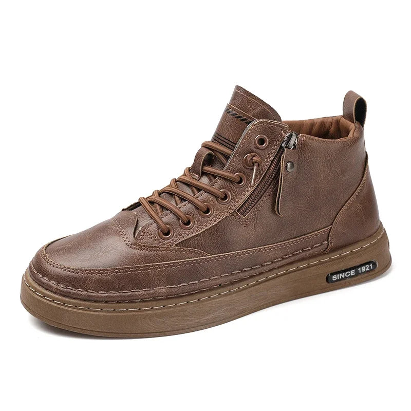 Bottes montantes décontractées en cuir pour hommes