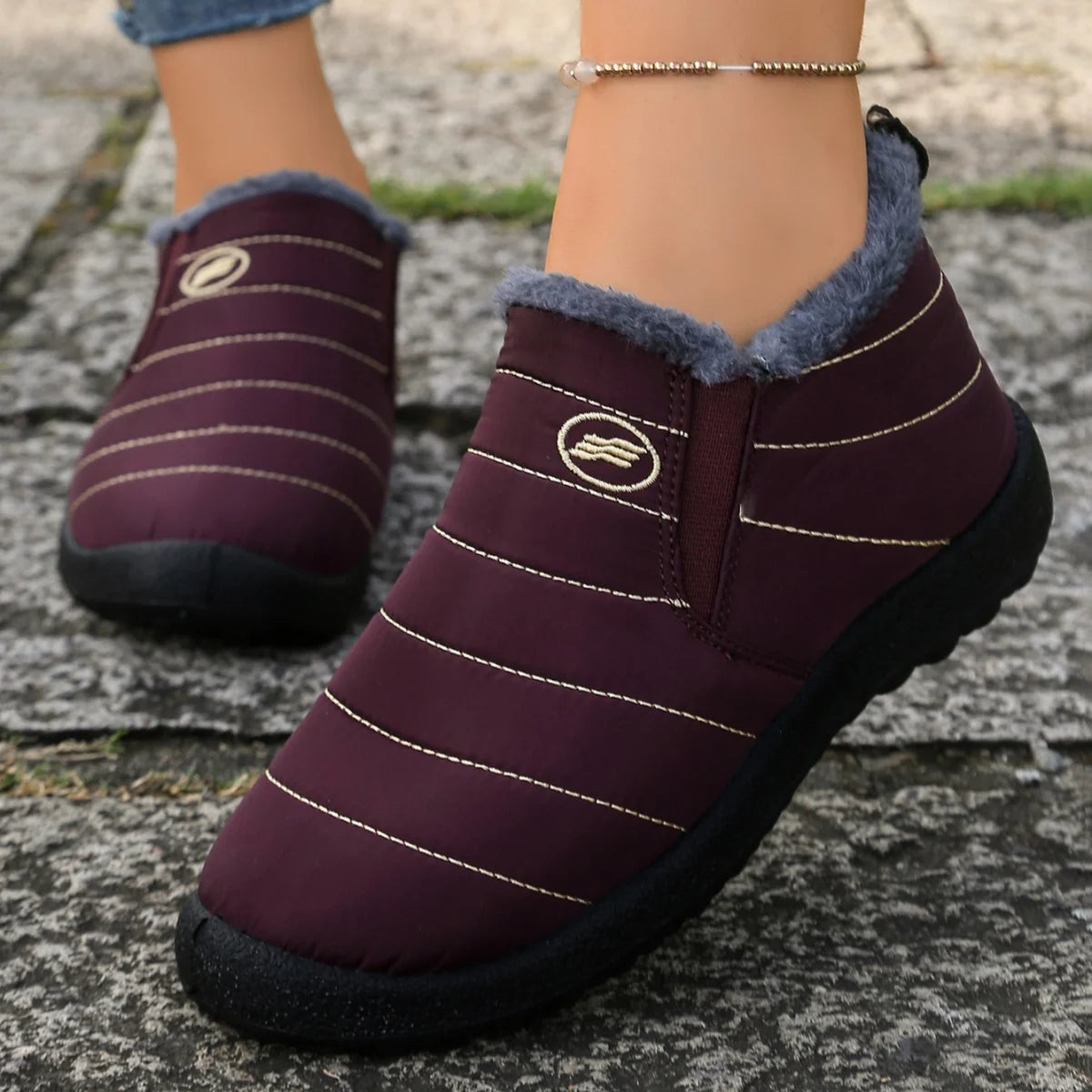 Women Fur-Lined Waterproof Ankle Boots