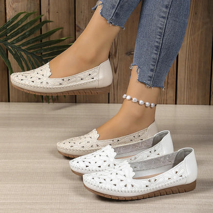 Mocassins Femme Dentelle Florale Légères et Confortables