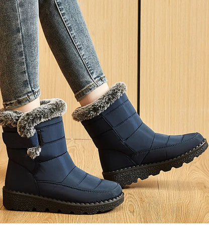 Women Waterproof Fur Snow Boots
