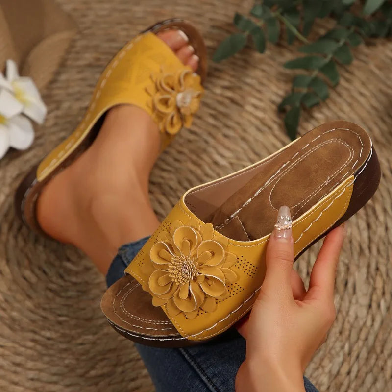 Large Size Women's Roman Style Hollow Out Lightweight Slip-On Shoes Sewing Line Cross-Border Platform Slippers