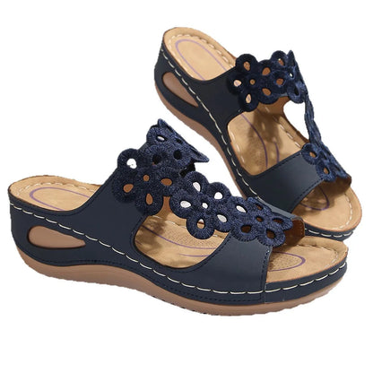 Summer 2025 Large Size Fish Mouth Casual Sandals with Wedge Heel for Women Outdoor Beach Wear Comfortable Breathable Slip-On
