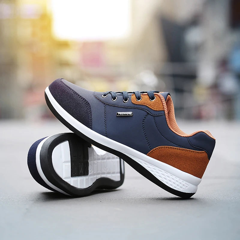 Men Waterproof Leather Walking Sneakers