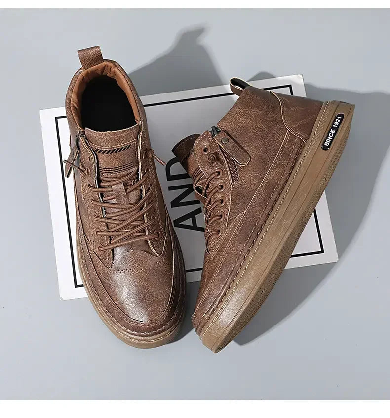 Men’s High-Top Leather Casual Boots