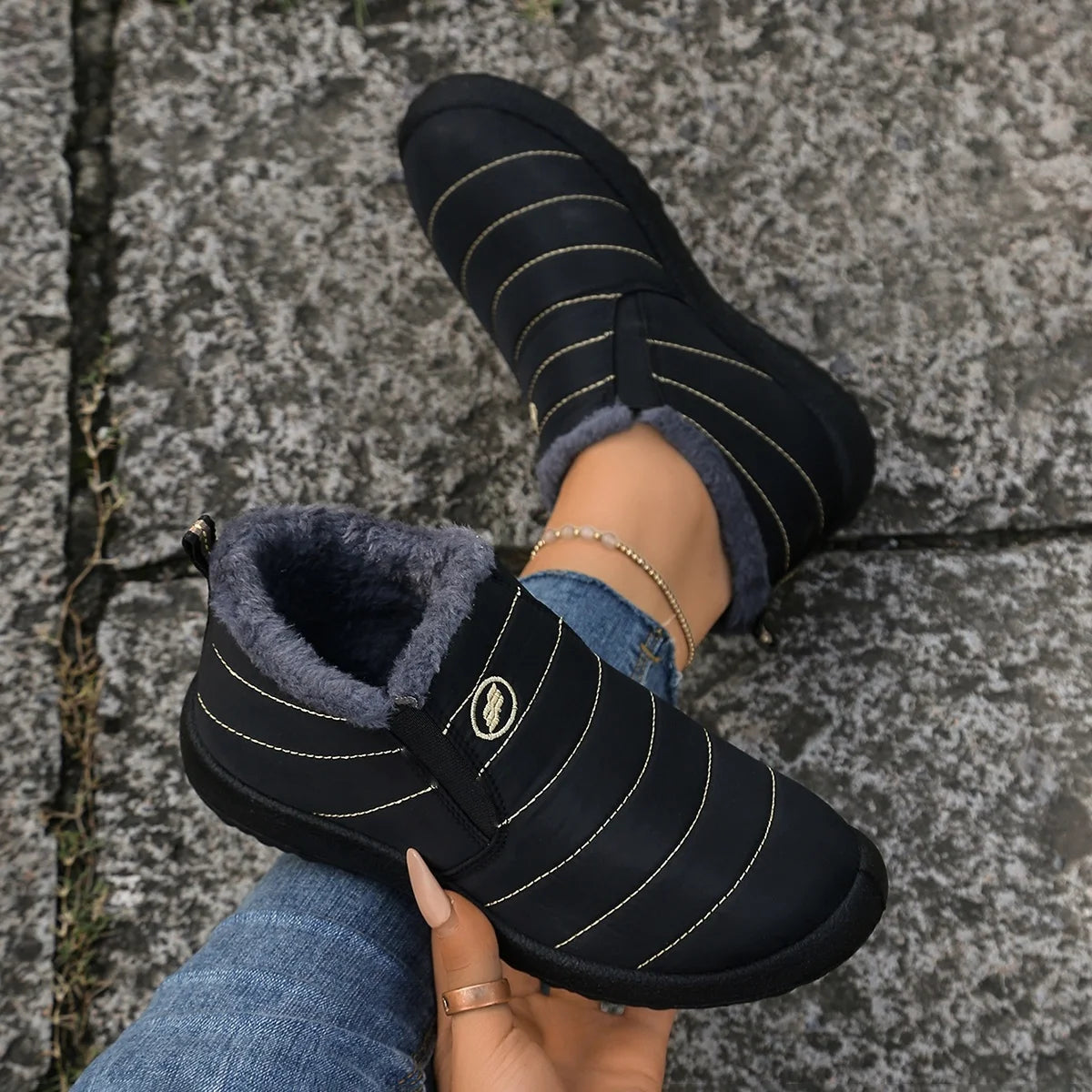 Women Fur-Lined Waterproof Ankle Boots