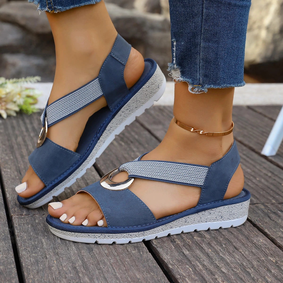 2025 Women Comfortable Platform Sandals Wedge Lightweight Sandals Summer Strap Casual Vacation Shoes Women Zapatos De Mujer