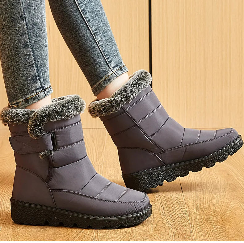 Women Waterproof Fur Snow Boots