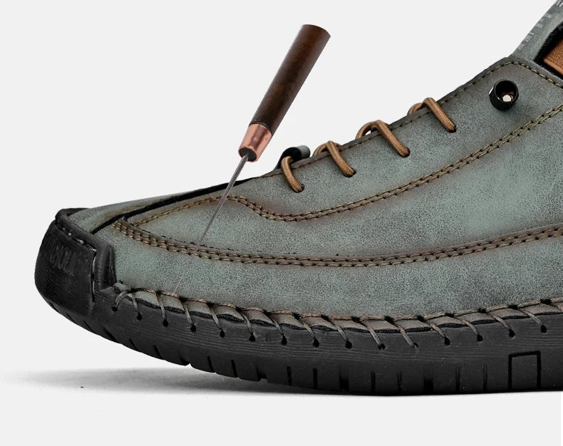 Men’s Handmade Leather Loafers – Breathable Casual Slip-On Shoes