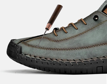 Men’s Handmade Leather Loafers – Breathable Casual Slip-On Shoes