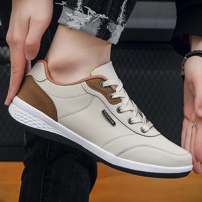 Men Waterproof Leather Walking Sneakers