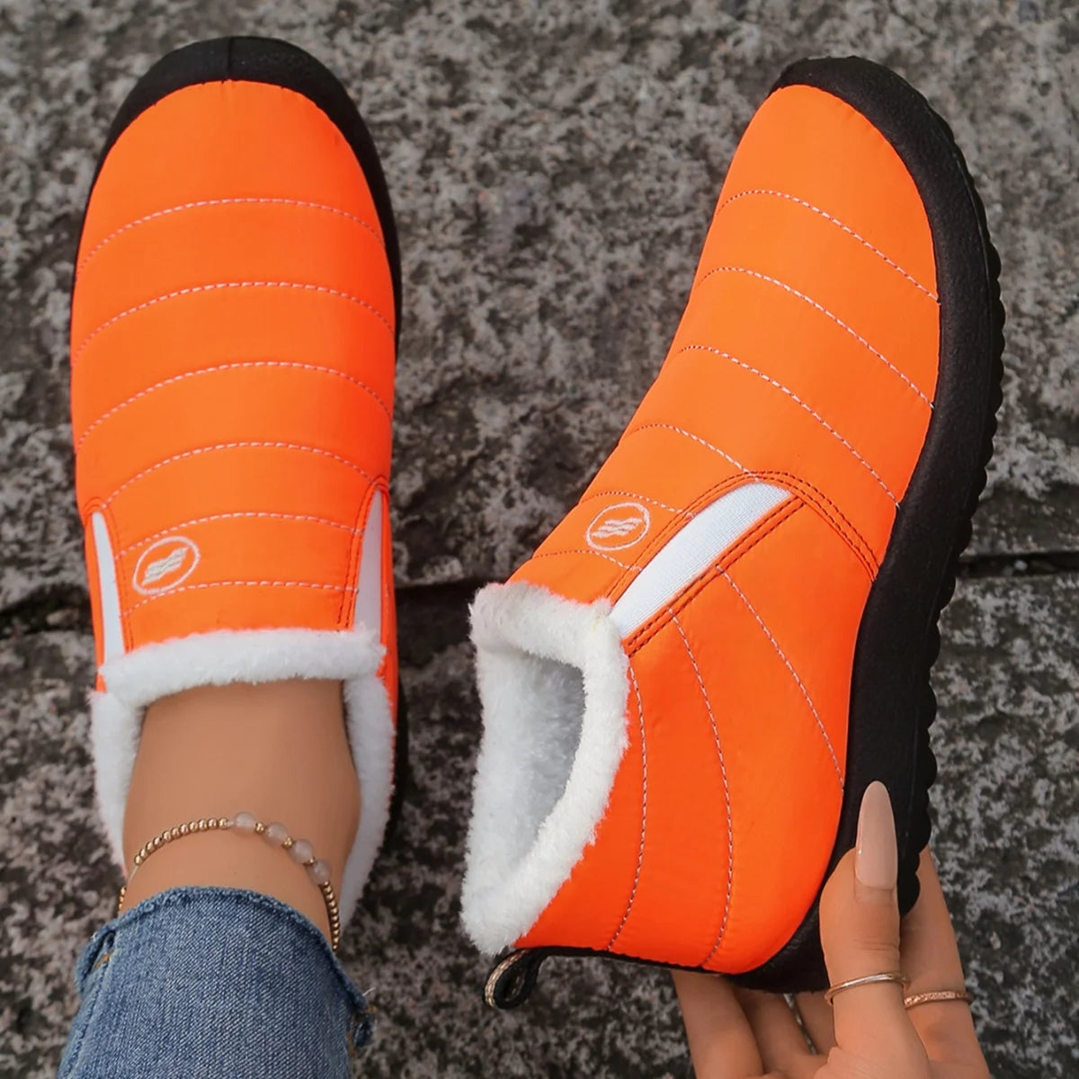 Women Fur-Lined Waterproof Ankle Boots