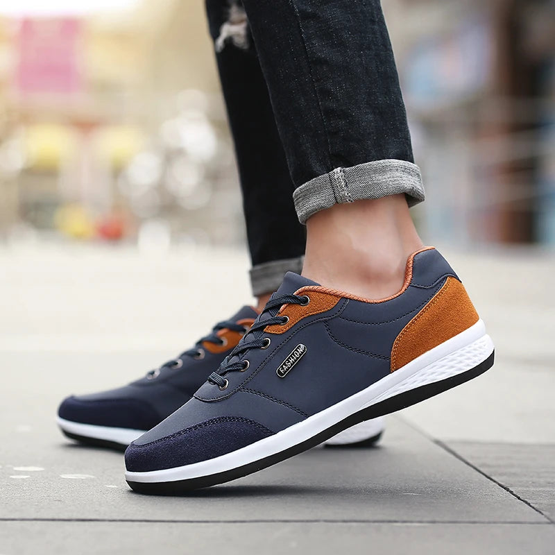 Men Waterproof Leather Walking Sneakers