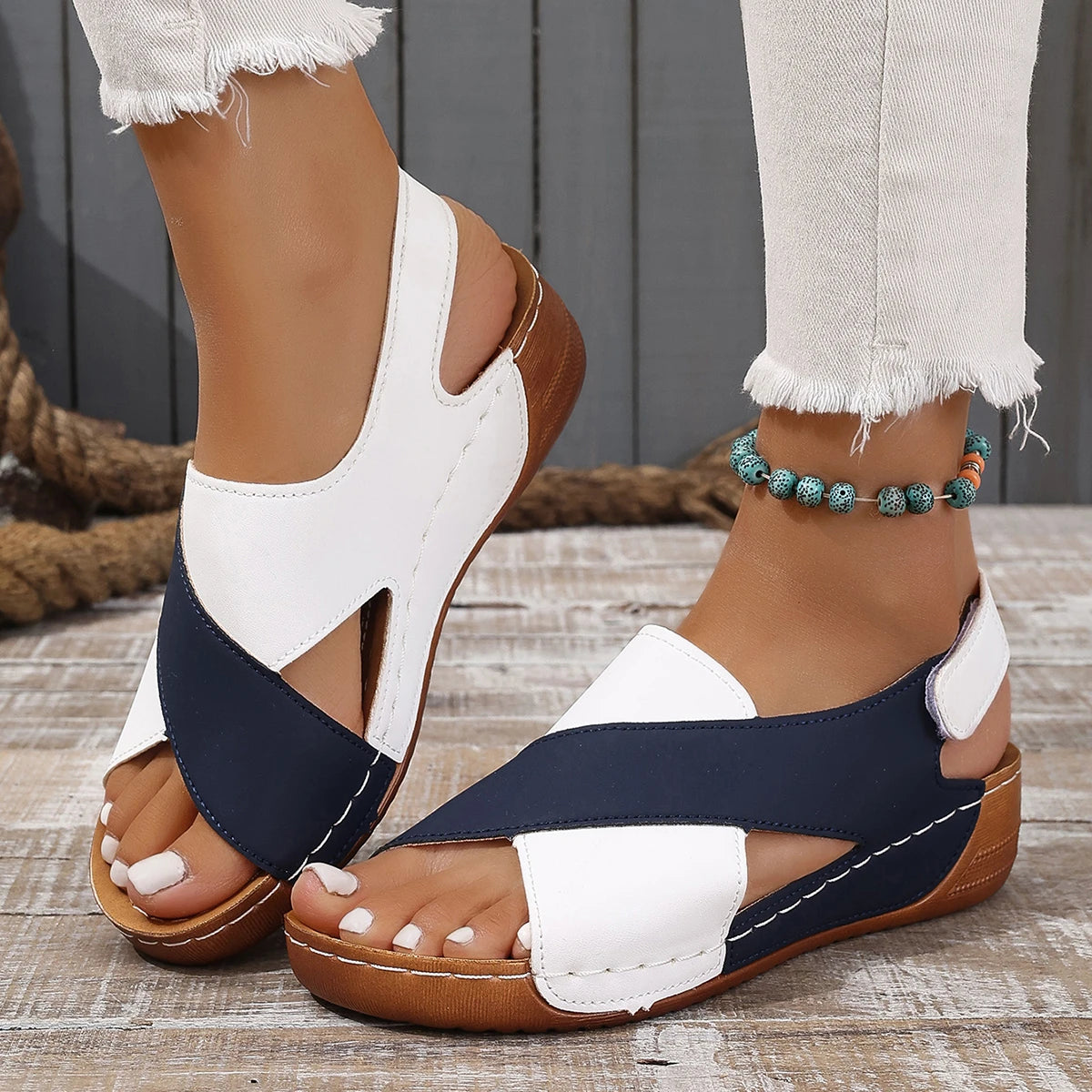 Sandales Femme Compensées Bicolores | Élégance & Confort
