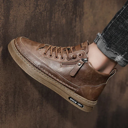 Bottes montantes décontractées en cuir pour hommes