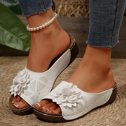 Large Size Women's Roman Style Hollow Out Lightweight Slip-On Shoes Sewing Line Cross-Border Platform Slippers