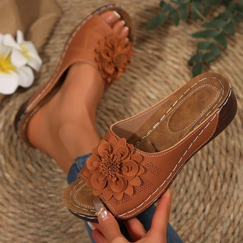 Large Size Women's Roman Style Hollow Out Lightweight Slip-On Shoes Sewing Line Cross-Border Platform Slippers