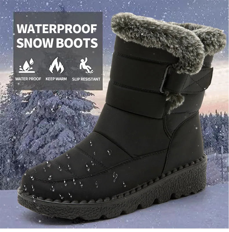 Women Waterproof Fur Snow Boots