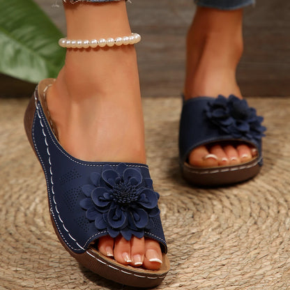 Large Size Women's Roman Style Hollow Out Lightweight Slip-On Shoes Sewing Line Cross-Border Platform Slippers