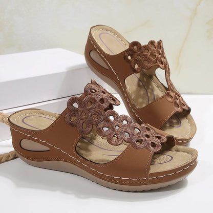 Summer 2025 Large Size Fish Mouth Casual Sandals with Wedge Heel for Women Outdoor Beach Wear Comfortable Breathable Slip-On