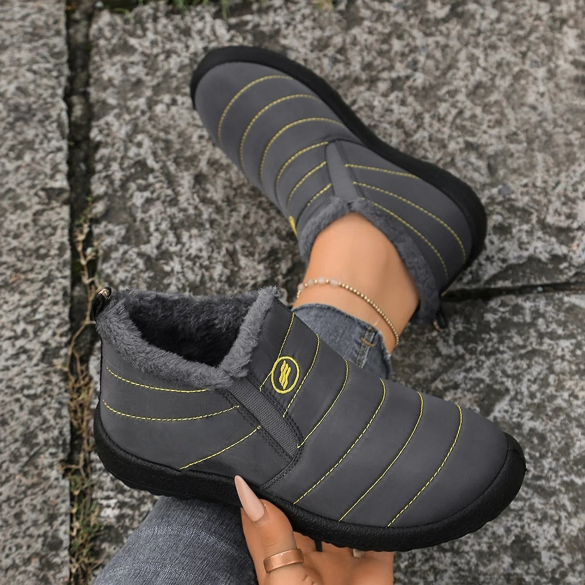 Women Fur-Lined Waterproof Ankle Boots