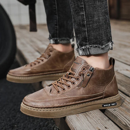 Bottes montantes décontractées en cuir pour hommes