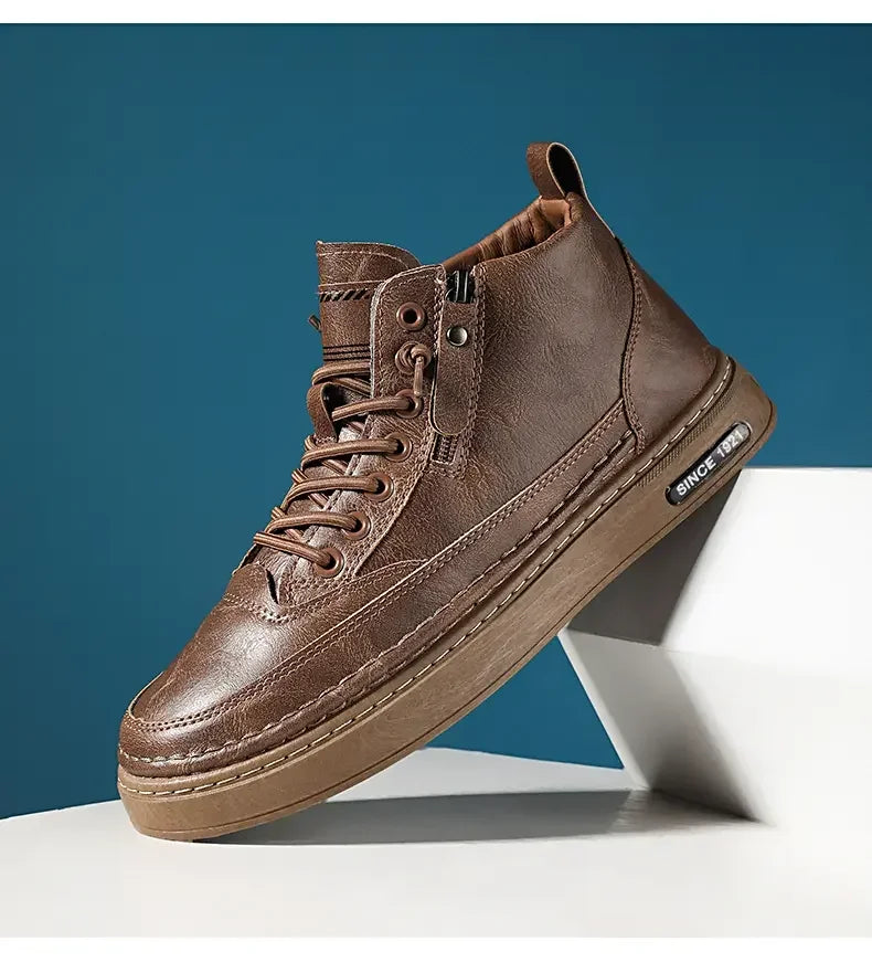 Men’s High-Top Leather Casual Boots