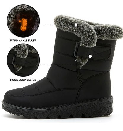 Women Waterproof Fur Snow Boots