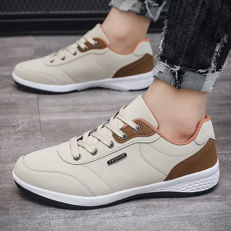 Men Waterproof Leather Walking Sneakers