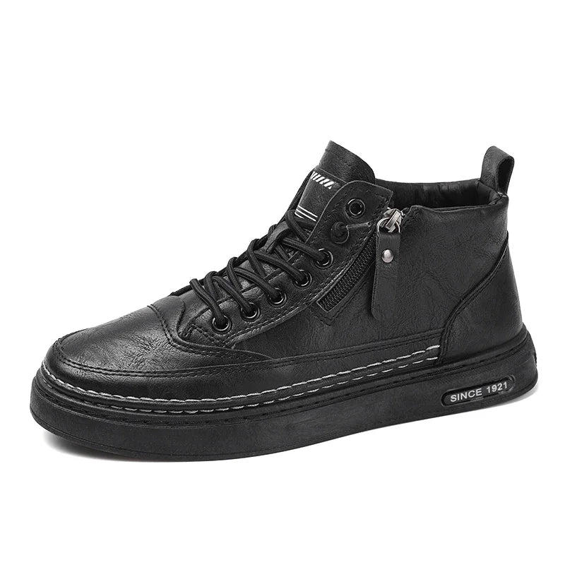 Bottes montantes décontractées en cuir pour hommes