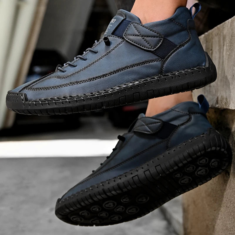 Men’s Handmade Leather Loafers – Breathable Casual Slip-On Shoes