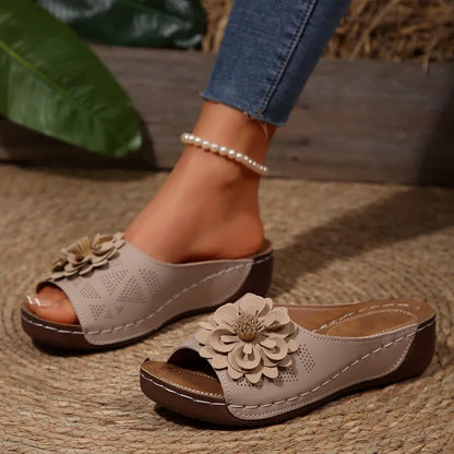 Large Size Women's Roman Style Hollow Out Lightweight Slip-On Shoes Sewing Line Cross-Border Platform Slippers