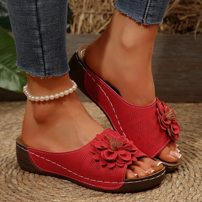 Large Size Women's Roman Style Hollow Out Lightweight Slip-On Shoes Sewing Line Cross-Border Platform Slippers