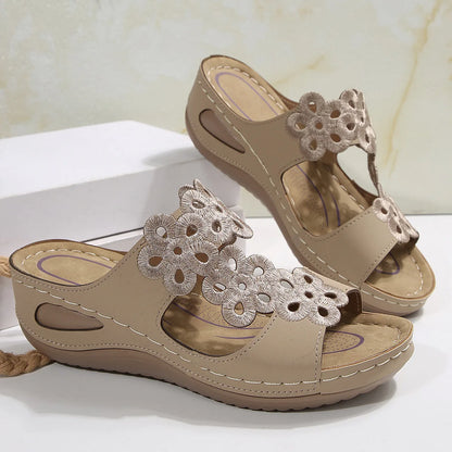 Summer 2025 Large Size Fish Mouth Casual Sandals with Wedge Heel for Women Outdoor Beach Wear Comfortable Breathable Slip-On