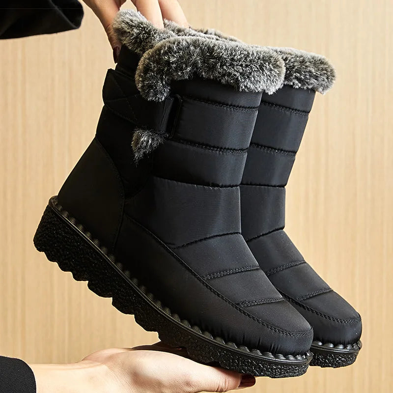 Women Waterproof Fur Snow Boots