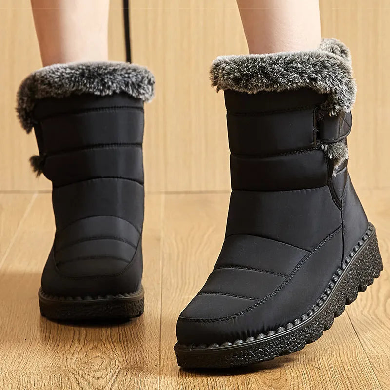Women Waterproof Fur Snow Boots
