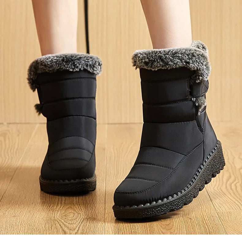 Women Waterproof Fur Snow Boots