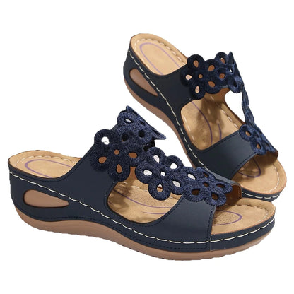 Summer 2025 Large Size Fish Mouth Casual Sandals with Wedge Heel for Women Outdoor Beach Wear Comfortable Breathable Slip-On