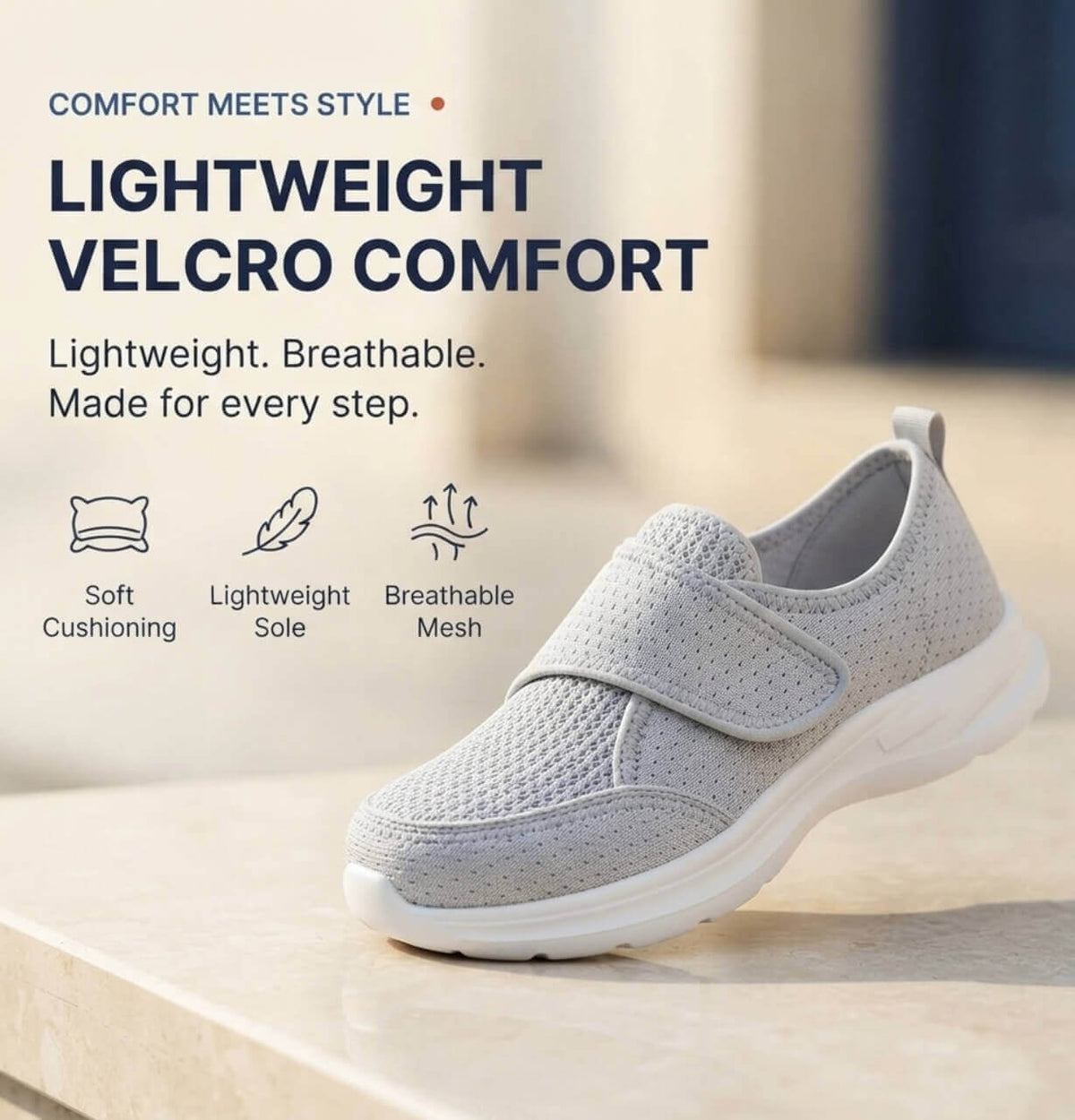 Women's Lightweight Velcro Comfort Shoes