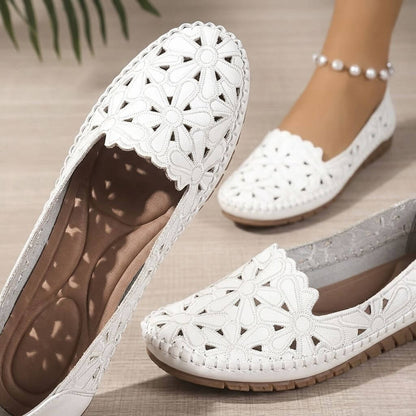 Mocassins Femme Dentelle Florale Légères et Confortables
